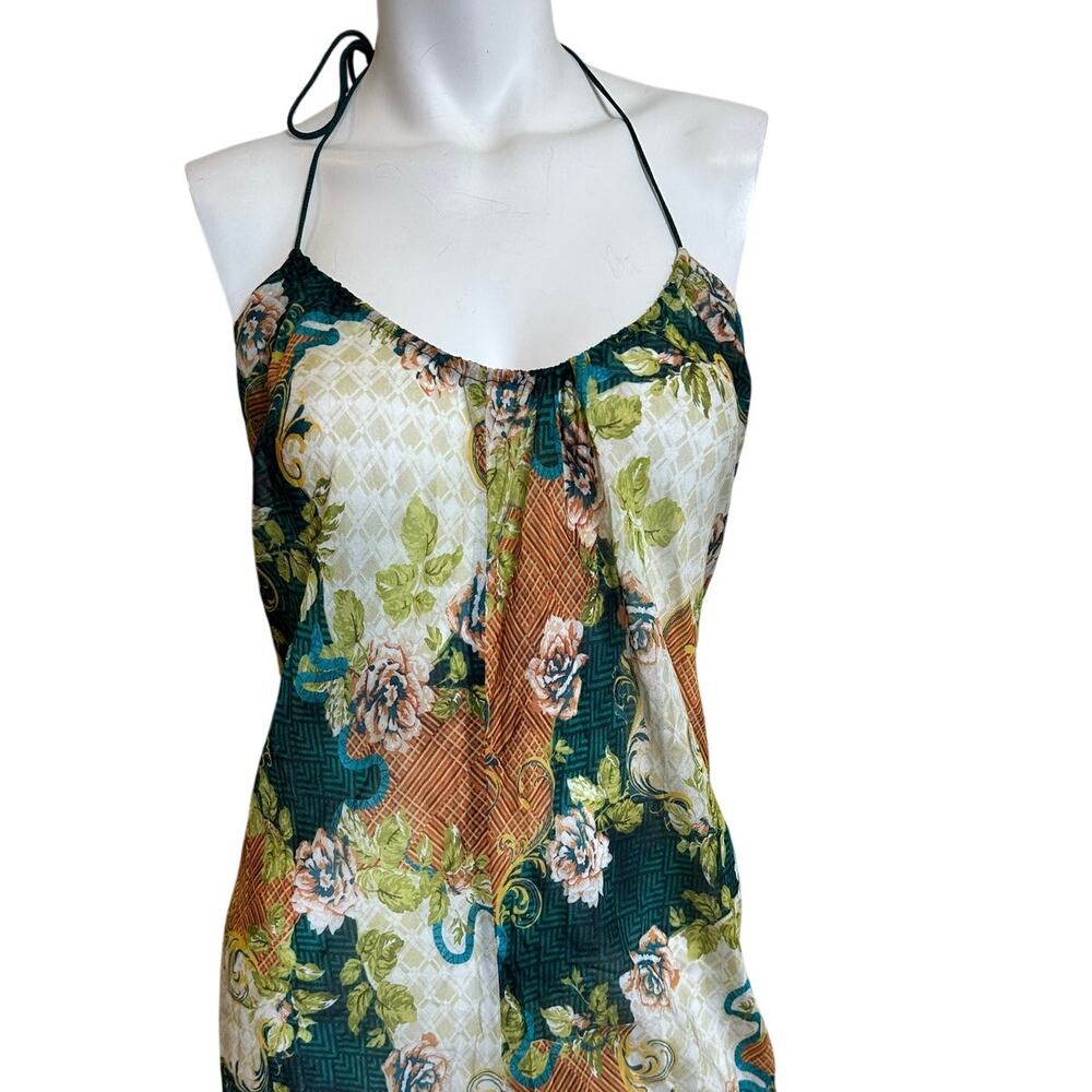 Bydee Floral Bias Cut Slip Dress/Cover Up S Viscose Midi Halter Resort Vacation - Picture 3 of 9